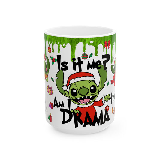 Green Christmas alien Ceramic Mug, (15oz)